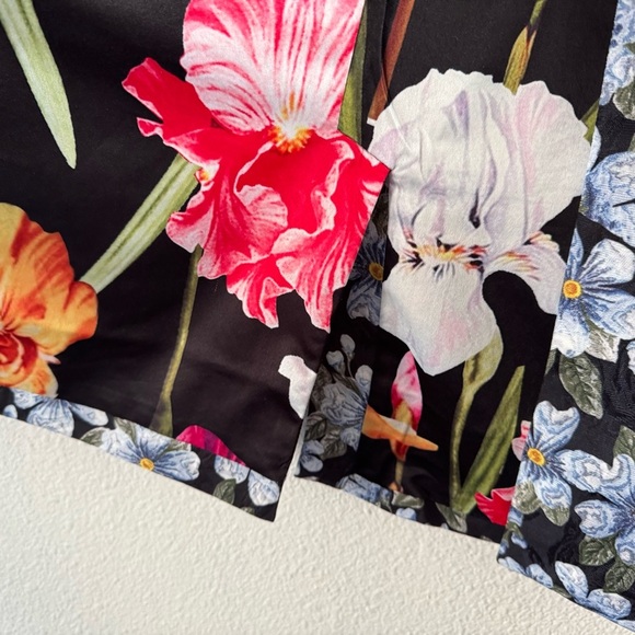 Sam Chen Brocade A-Line Coat M/L Forget Me Not Floral Designer New Dark Romance - Picture 9 of 16